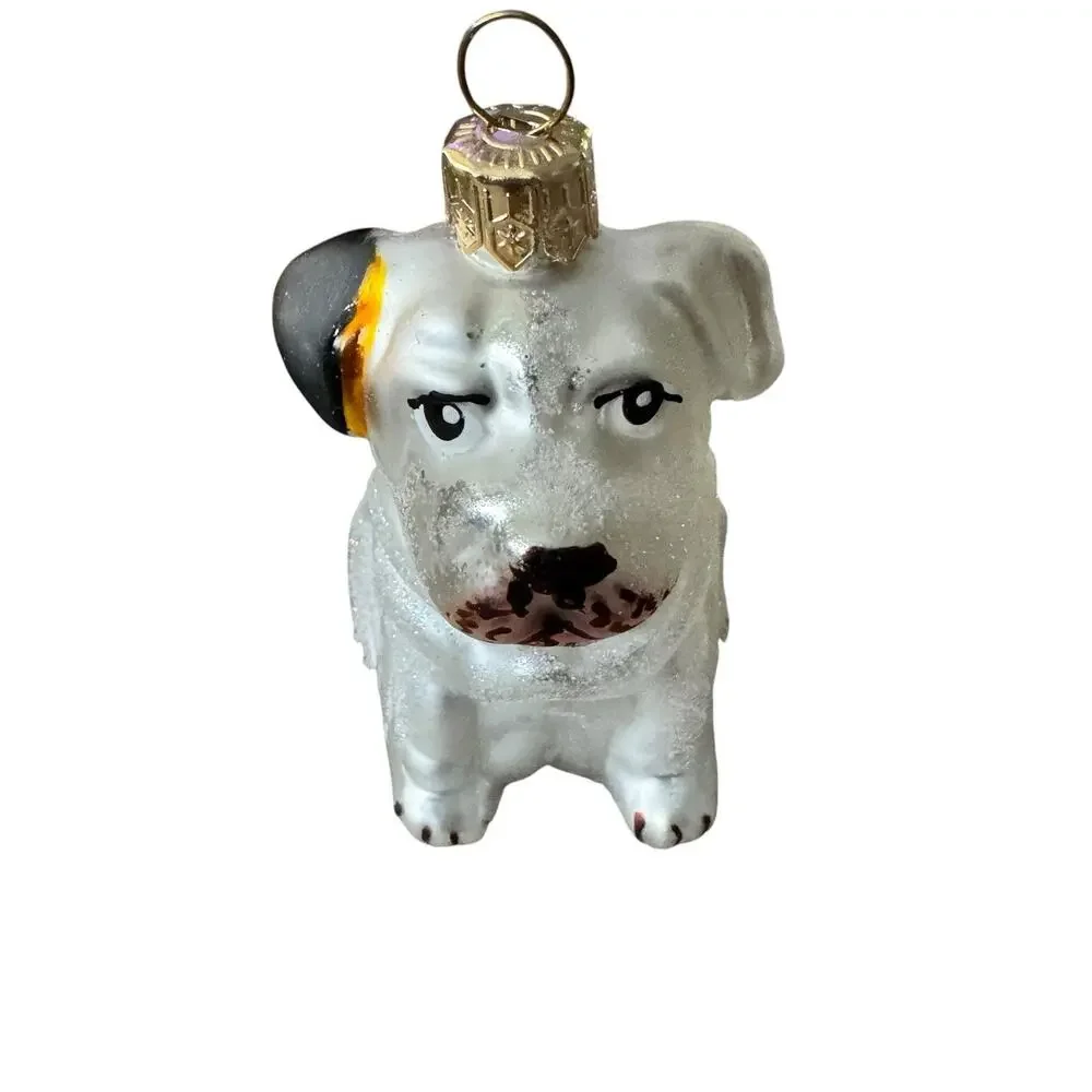French Bull Dog Polish Blown Glass Christmas Ornament Decoration Made in Poland